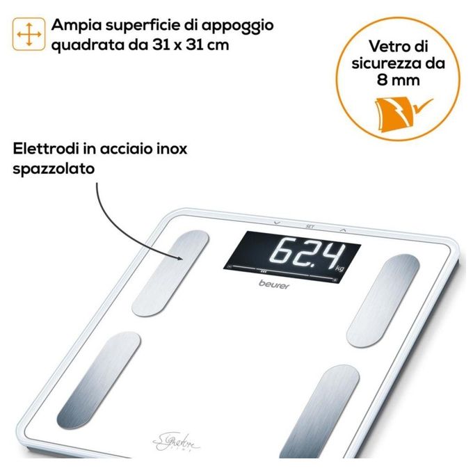 Beurer BF 400 Signature Line White Bilancia Diagnostica con Portata fino a 200kg Bianco