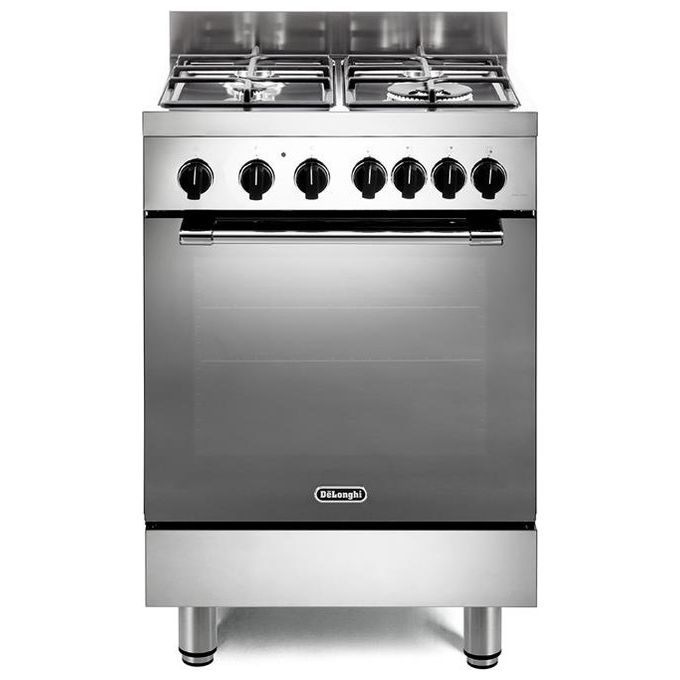Delonghi GEMMA 66 GVL Cucina a Gas 60 cm 4 fuochi forno a gas ventilato 70 litri alzatina in acciaio inox