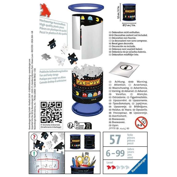 Ravensburger 3D Puzzle Portapenne Pac-Man 54 Pezzi