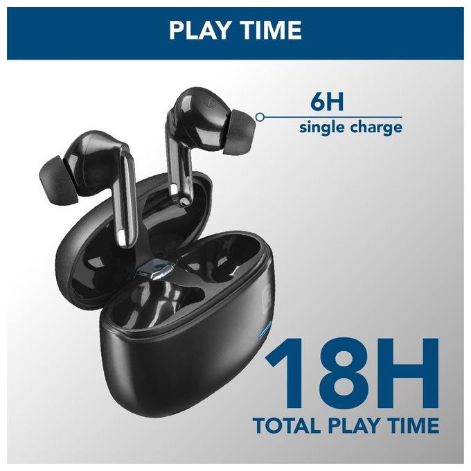Cellular Line ECLIPSE Auricolari In-Ear Wireless con Custodia di Ricarica Bluetooth con Tecnologia ANC ed ENC Playtime Totale 18 Ore Nero