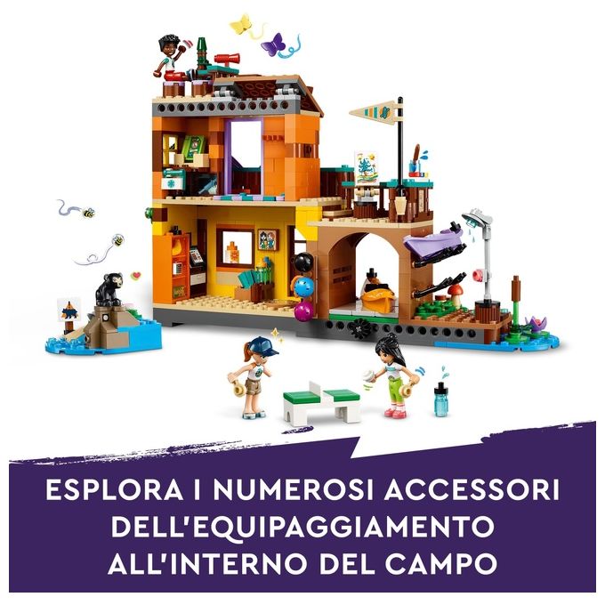 LEGO Friends 42626 Campo Avventura Sport Acquatici Giochi di Ruolo Educativi per Bambine e Bambini da 7 Anni con Molo e Campeggio Giocattolo da Costruire Accessori e 3 Personaggi Idea Regalo