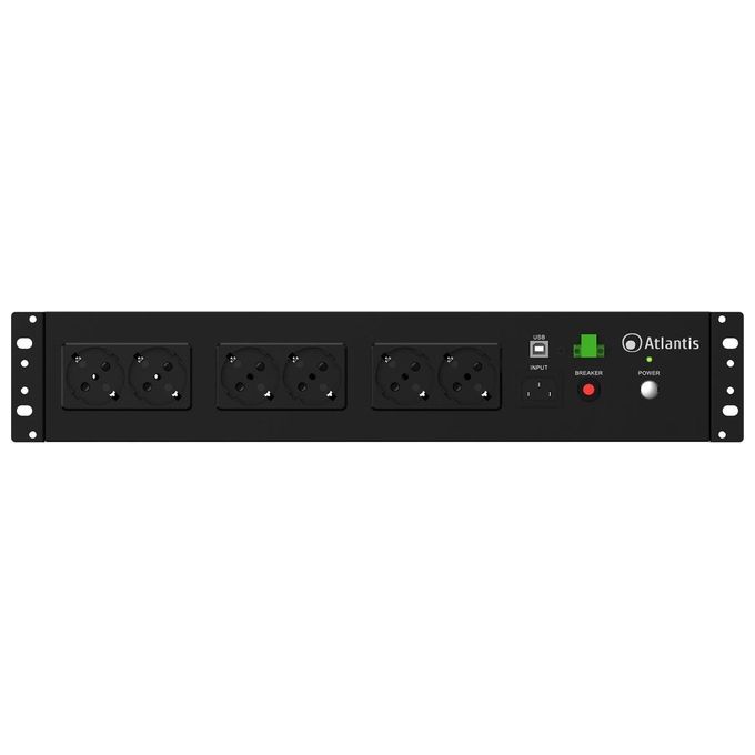Atlantis A03-PDU1000-RC Ups Rack Off Line 800va (480w) per Rack 19 Corti 153mm Batteria 12v 9ah 8p Schuko in Backup