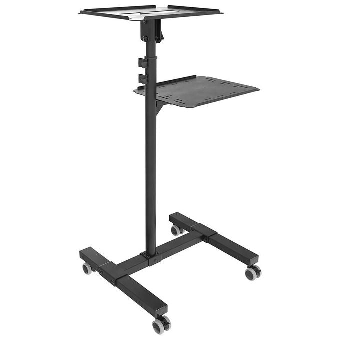 Techly 362145 Carrello per Proiettore Notebook Regolabile con Mensola Nero