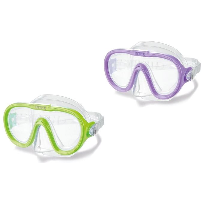 Intex Sea Scan 55916 – Maschera da nuoto per bambini 8+ anni, colori assortiti, lente in policarbonato anti-appannamento con protezione UV, cinturino regolabile in silicone