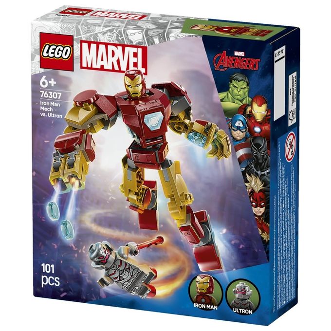 Lego Set 76307 Mech di Iron Man vs Ultron Marvel Super Heroes Assemblaggio Creativo per Fan e Collezionisti