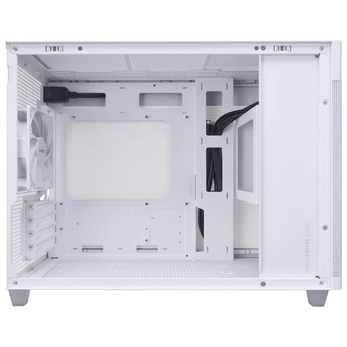 ASUS Prime AP201, case MicroATX, 33 litri, pannelli laterali tool-free e una mesh quasi filtrante, supporto per dissipatori da 360mm, schede grafiche lunghe fino a 338 mm e PSU ATX standard. Bianco