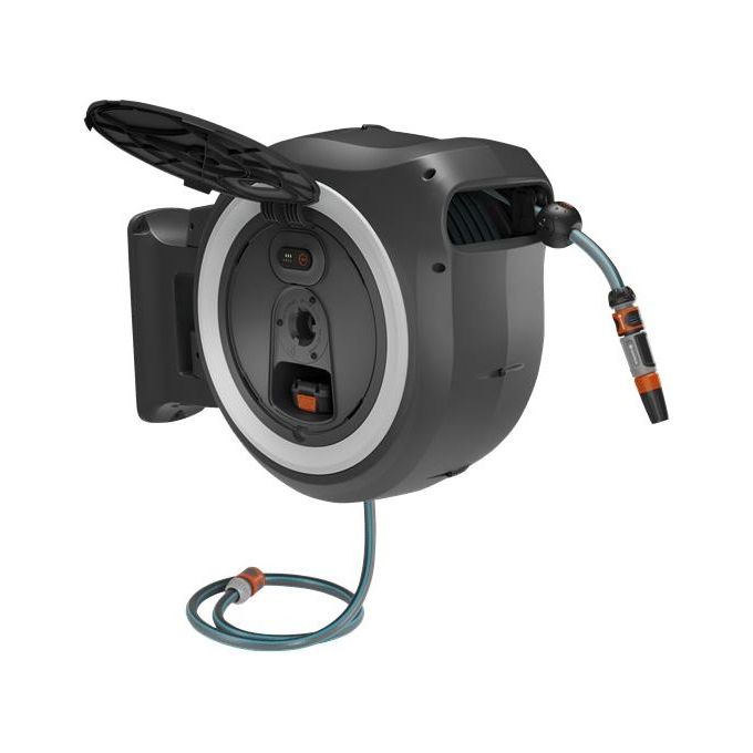 Gardena Avvolgitubo a Parete Batteria Powerroll Xl 18v Set Bianco 35mt