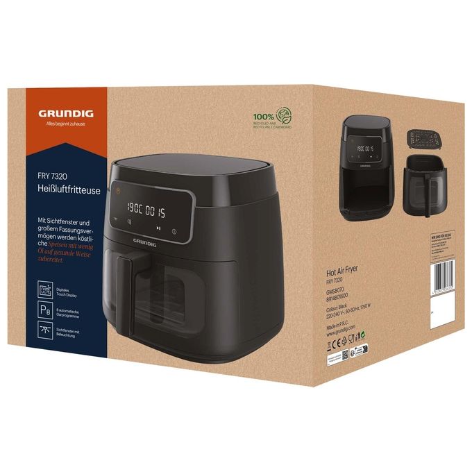 Grundig FRY 7320 Friggitrice ad Aria Calda 7.6 Litri Indipendente 1900W Nero