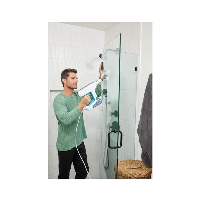 Black+Decker BHSM15FX08 – Pulitore a vapore 2 in 1, capacita' serbatoio 0.5 L, Potenza 1500 W, Pressione vapore elevata, Autonomia fino a 20 min, Kit estensione incluso, Colore Bianco-Arancio