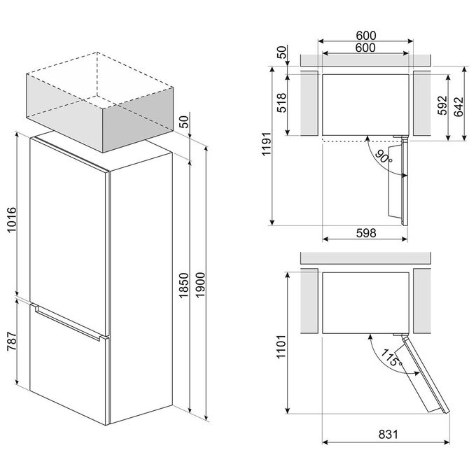 Smeg RC18XDNE – Frigorifero Combinato 300 L, Total No Frost + MultiFlow + Display, ( 185 × 60 × 65 cm), Inox
