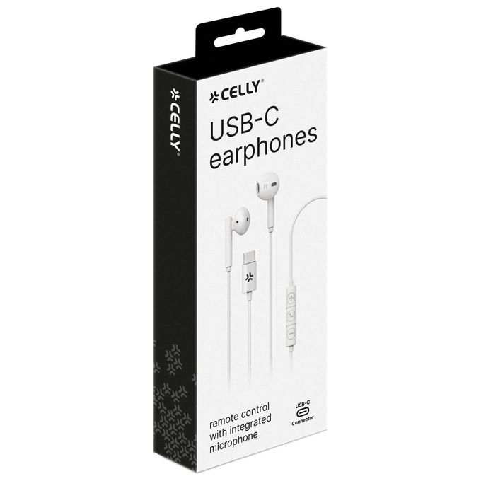 Celly Stereo Earphones Drop Usb-C Bianco