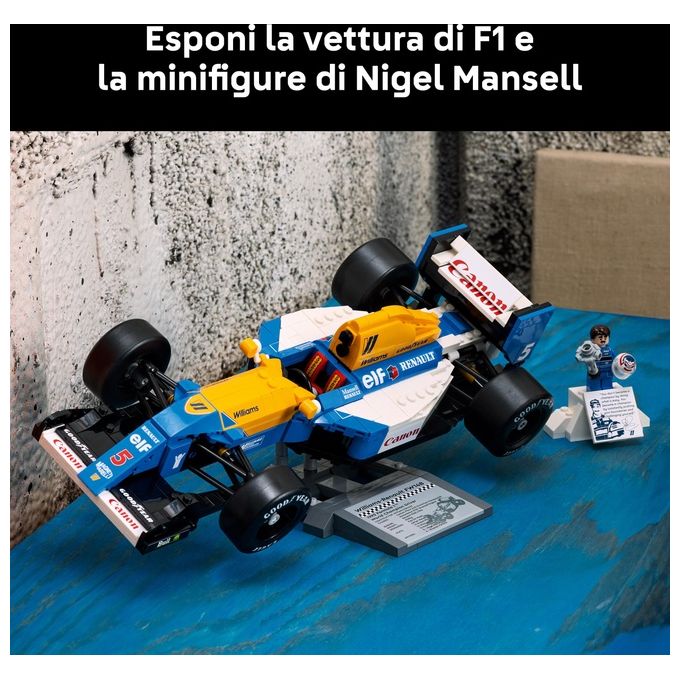 LEGO Icons Williams Racing FW14B e Nigel Mansell - Modellino di Auto F1 da Costruire con Minifigure del Pilota da Collezione, Trofeo e Supporto da Esposizione, Idea Regalo Adulti, Uomo o Donna 10353