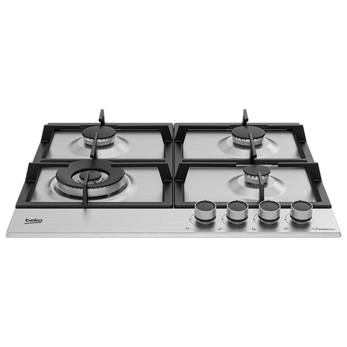 BEKO HIAW64225SXE Piano Cottura a Gas 3 Zone + 1 Tripla Corona PractiClean e FlameAdjust 60cm Inox