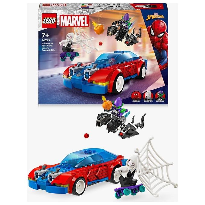 LEGO Marvel 76279 Auto da Corsa di Spider-Man e Venom Goblin, Gioco per Bambini di 7+ Anni, Veicoli Giocattolo dei Supereroi