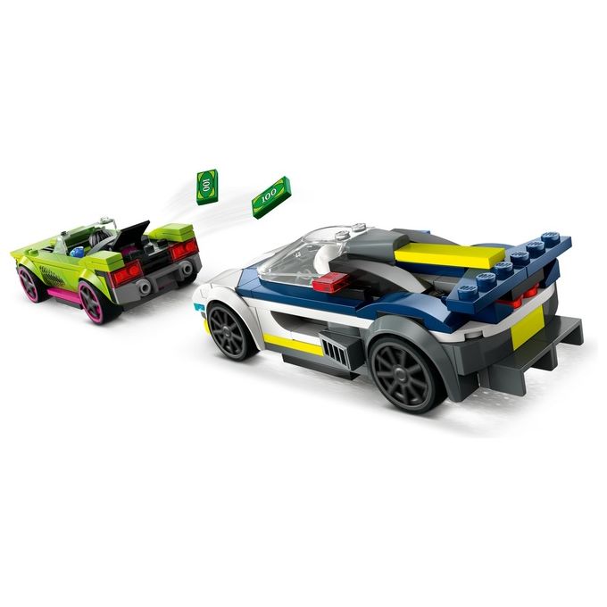 LEGO City 60415 Inseguimento della Macchina da Corsa, 2 Modellini di Auto della Polizia, Giocattolo per Bambini di 6+ Anni