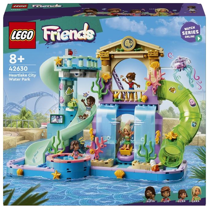 LEGO 42630 Friends Parco Acquatico di Heartlake City Giochi Creativi per Bambine e Bambini da 8 Anni in su da Costruire con Scivoli per l'Acqua 4 Personaggi e Accessori Idee Regalo di Compleanno