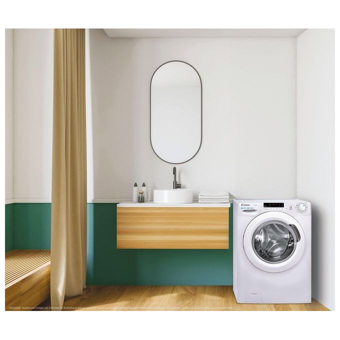 Candy CSS4372DW4111 Smart Lavatrice Frontale Slim 7 Kg 1300 rpm Classe B Vapore NFC (85x60x44 cm) colore Bianco