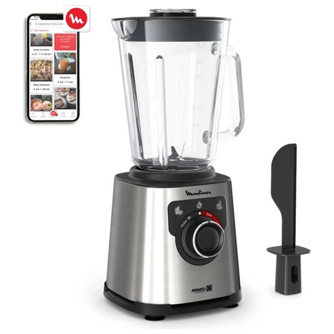 Moulinex LM871D – Frullatore a caraffa 1.5 L, 1200 W, 3 velocita' + funzione Pulse, Tecnologia Powelix, Caraffa in vetro resistente, Acciaio Inox