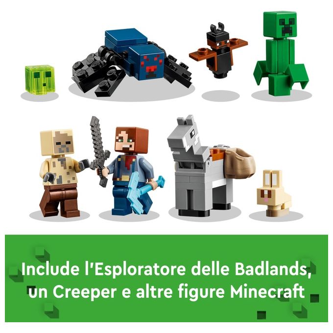 LEGO Minecraft La Miniera delle Badlands Modellino da Costruire di Bioma con Personaggi Accessori e Mob Ostili Giochi Creativi per Bambini e Bambine da 8 Anni Idea Regalo di Compleanno 21263