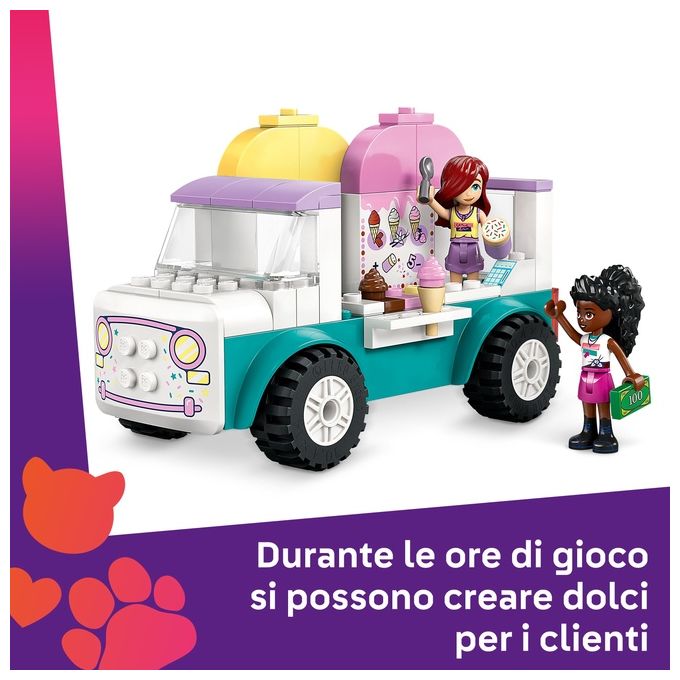 LEGO Friends Il Furgone dei Gelati di Heartlake City Giochi Creativi e Didattici per Bambine da 4 Anni con Camion Giocattolo 2 Mini Bamboline un Coniglietto Cibo e Accessori Set con Veicolo 42644