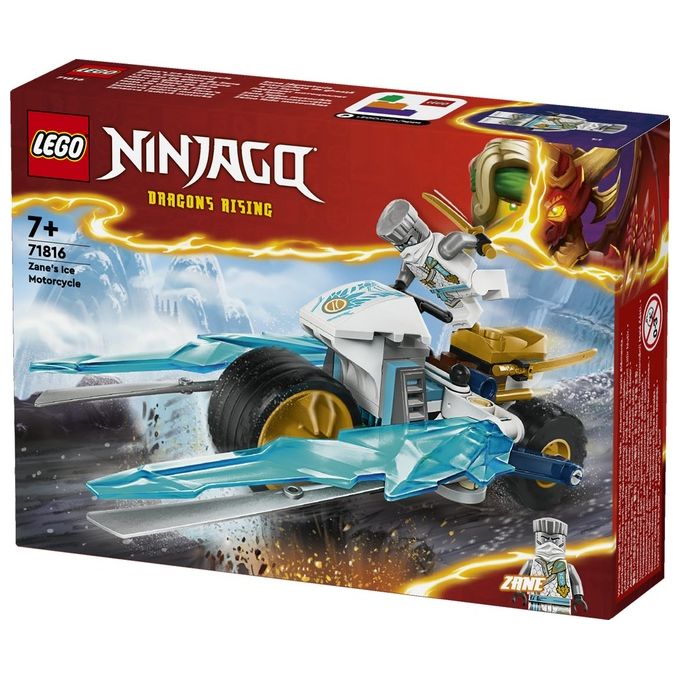 LEGO NINJAGO Moto di Ghiaccio di Zane Veicolo Giocattolo con Lame Mobili Gioco d'Azione per Bambini e Bambine 7 Anni con 1 Minifigure Ninja di Eroe Piccola Idea Regalo di Compleanno 71816