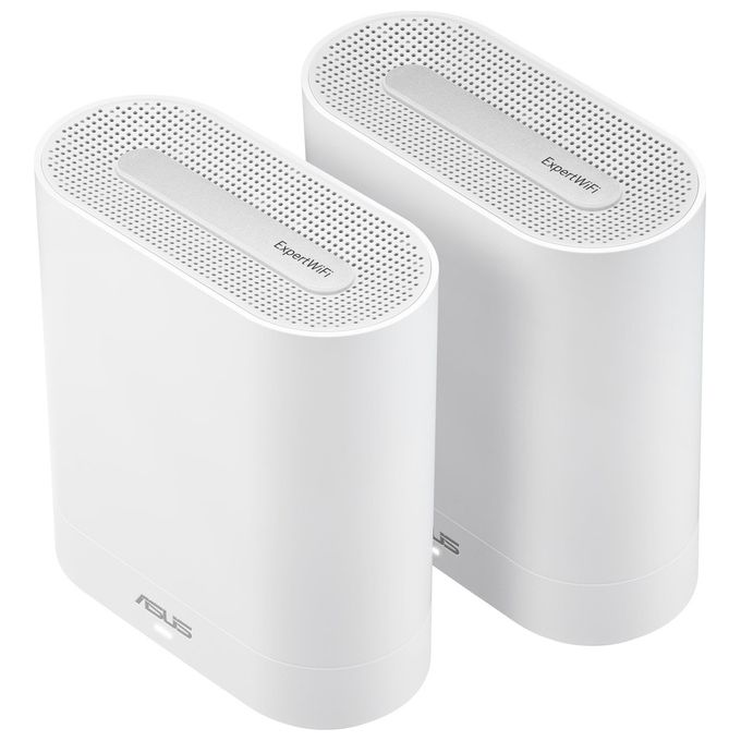 ASUS ExpertWiFi EBM68 Sistema Tri-Band WIFI 6 Mesh, Business, Supporta fino a 5 SSIDs, Guest Portal, 2.5 Gbps, Sicurezza Network Enterprise, ExpertWiFi app, Bianco, confezione da 2 pezzi