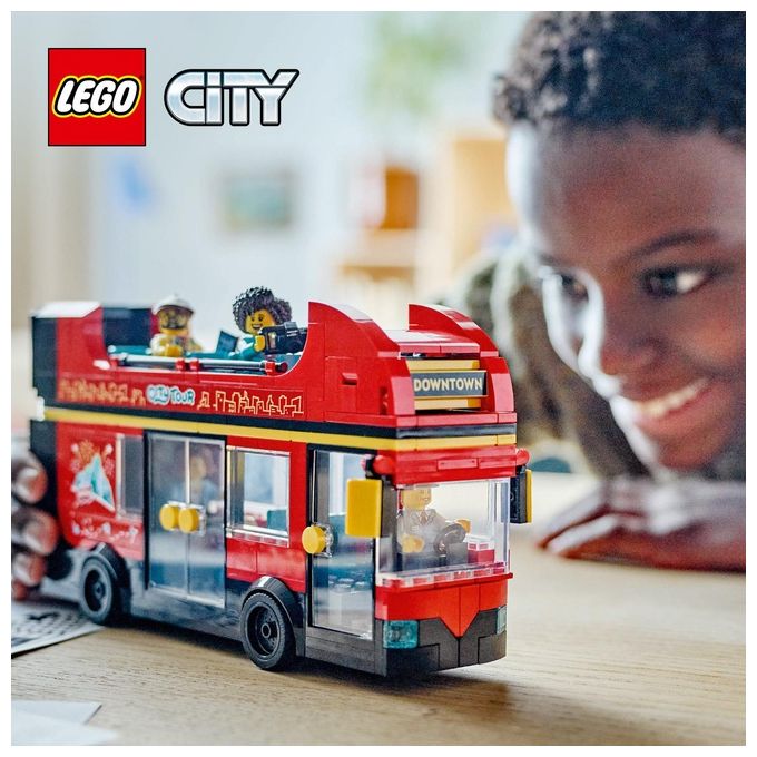 LEGO City Autobus Turistico Rosso a Due Piani Giochi per Bambini e Bambine da 7 Anni in su con Veicolo Giocattolo in Stile Londinese da Costruire e 5 Minifigure Idea Regalo di Compleanno 60407