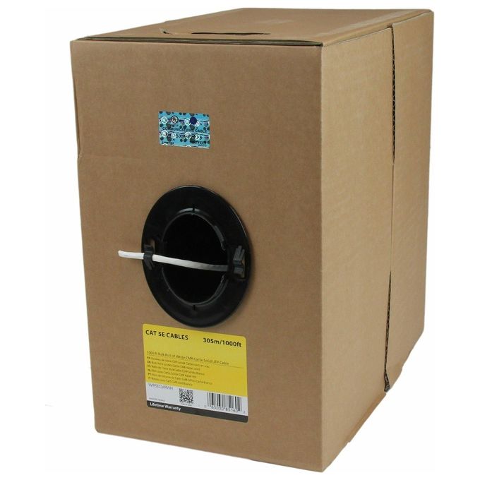 StarTech Rotolo in serie di cavi riser UTP solidi CMR Cat5e, 304,8 m, colore bianco