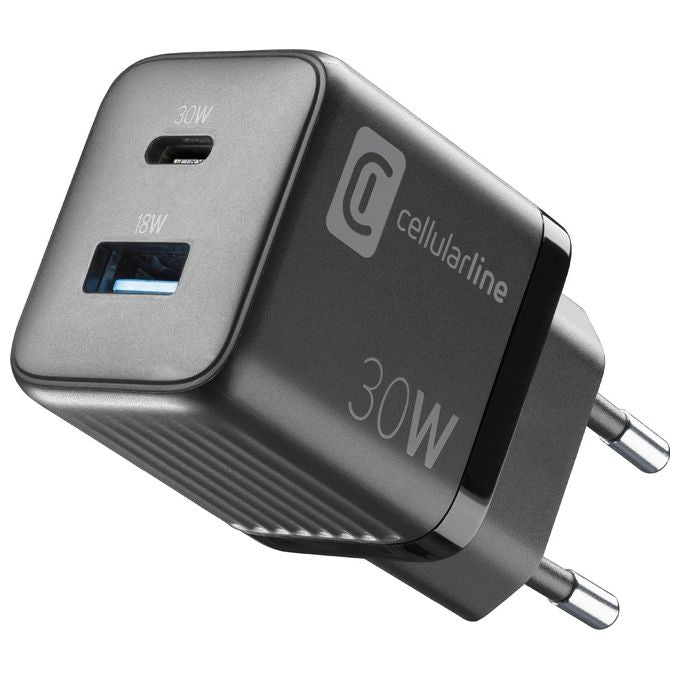 Cellular Line MULTIPOWER MICRO Caricabatterie da Rete Veloce Ultracompatto 2 Porte 30W
