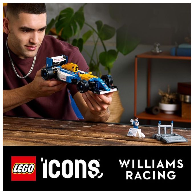 LEGO Icons Williams Racing FW14B e Nigel Mansell - Modellino di Auto F1 da Costruire con Minifigure del Pilota da Collezione, Trofeo e Supporto da Esposizione, Idea Regalo Adulti, Uomo o Donna 10353