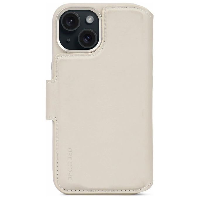 Decoded custodia portaf. pelle stacc. per iPhone 15 Plus Clay
