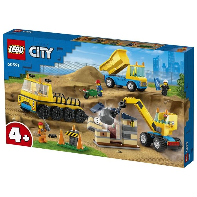 LEGO City 60391 Camion da Cantiere e Gru con Palla da Demolizione, Set con Veicoli Giocattolo, Giochi Educativi per Bambini 4+