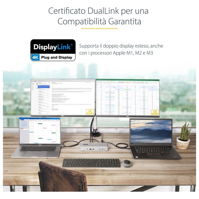 StarTech.com KVM Docking Station USB-C per Due Laptop