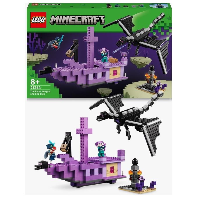 LEGO Minecraft L'Enderdrago e la Nave dell'End Giocattolo del Bioma con Drago Personaggi Mob e Accessori Giochi d'Avventura per Bambini e Bambine da 8 Anni Idea Regalo Fan del Videogioco 21264