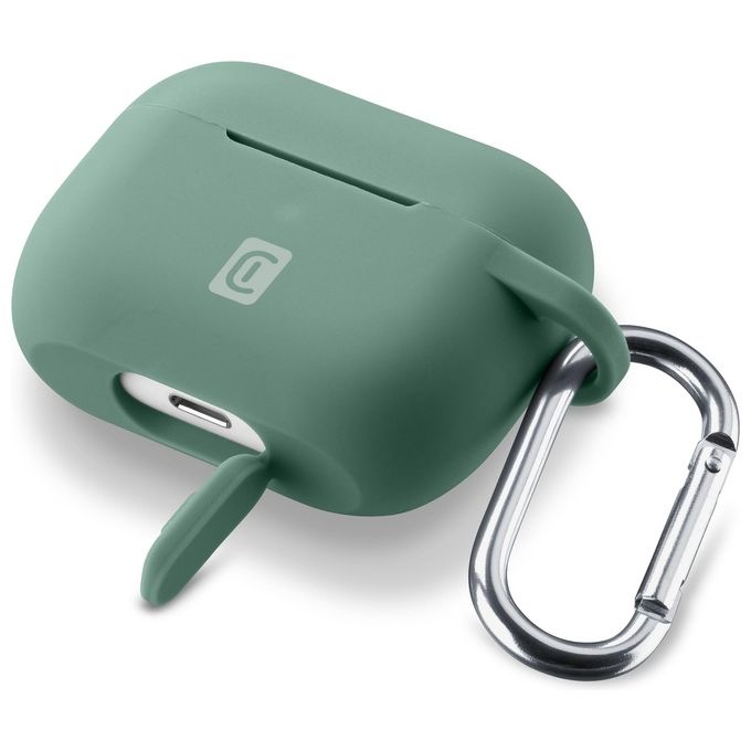 Cellular Line Bounce per AirPods Pro Custodia per AirPods in silicone soft-touch con gancio Verde