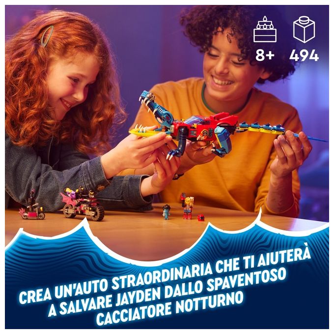 LEGO DREAMZzz 71458 Auto-Coccodrillo, Giocattolo 2in1 da Monster Truck a Macchina-Animale con Jayden e il Cacciatore Notturno