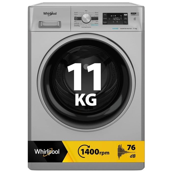 Whirlpool FFB 116 SILVER IT 6° Senso Lavatrice Carica Frontale 11 Kg 1400 rpm Classe A FreshCare+ Inverter (85x59.5x60.5 cm) colore Argento