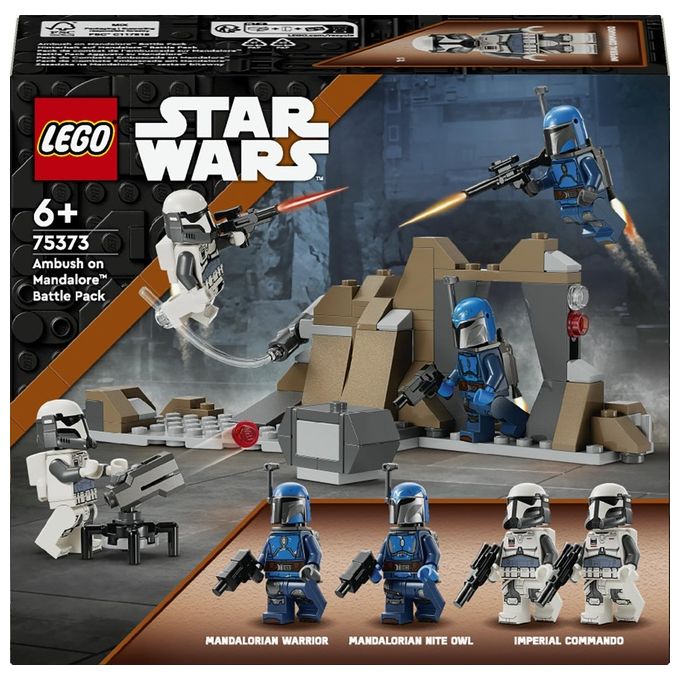 LEGO Star Wars Battle Pack Agguato su Mandalore Gioco d'Avventura per Bambini e Bambine da 6 Anni in su con 4 Personaggi da The Mandalorian Giocattolo con Armi Jetpack e Grotta da Costruire 75373