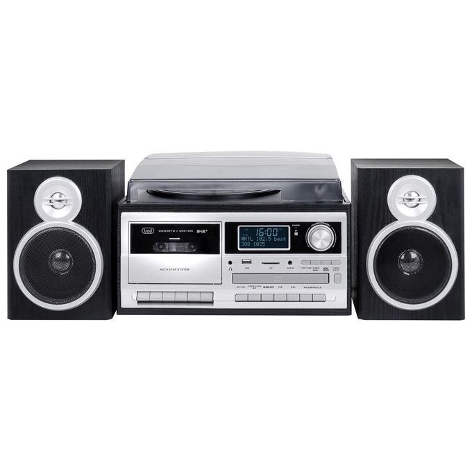 Trevi - Sistema Stereo Giradischi con Ricevitore Digitale DAB-DAB+ Bluetooth Encoding lettura di dischi in vinile a 33, 45 e 78 giri con connessione wireless senza fili Bluetooth