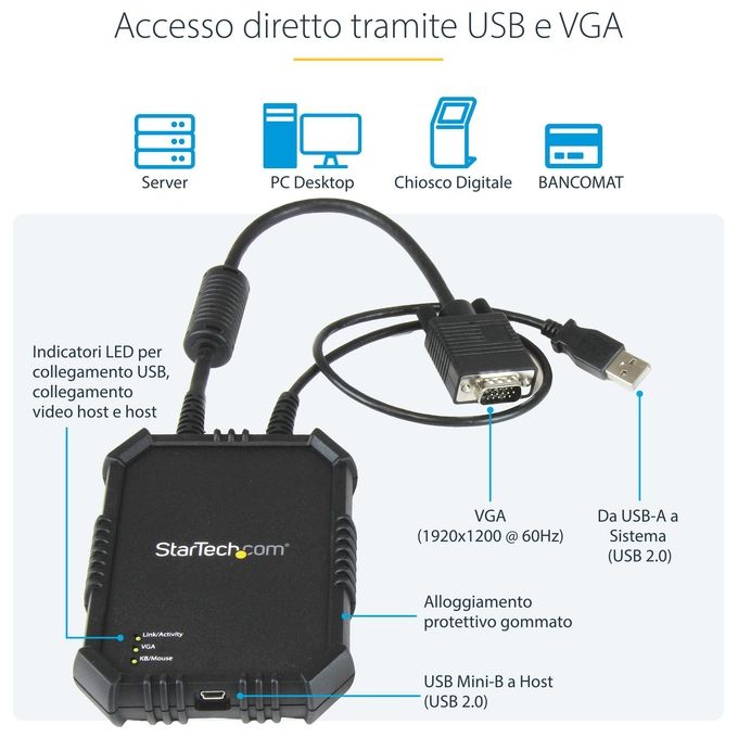 Startech.com Adattatore crash cart portatile per PC con alloggiamento antiurto - Console KVM USB con trasferimento di file e Acquisizione Video