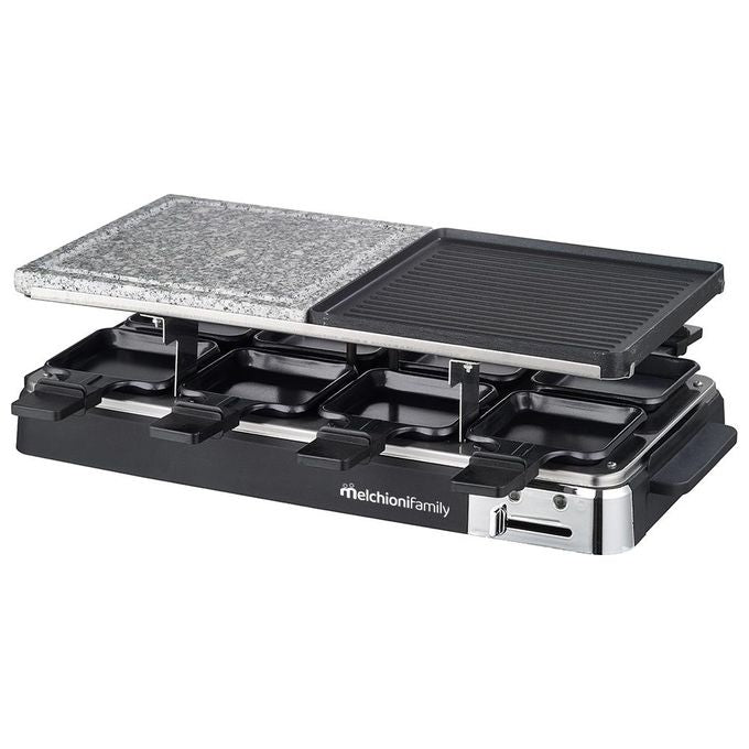 Melchioni Raclette Olimpia 1200W con Anche Piastra Liscia e Grill Termostato Regolabile