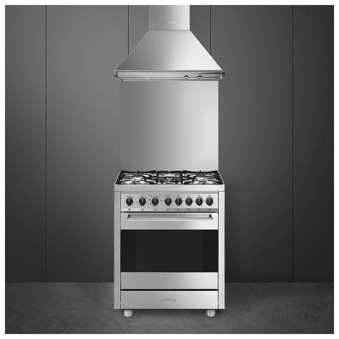 Smeg B71GMX2 Cucina a gas 5 fuochi Forno Elettrico 70 Litri Classe A Inox