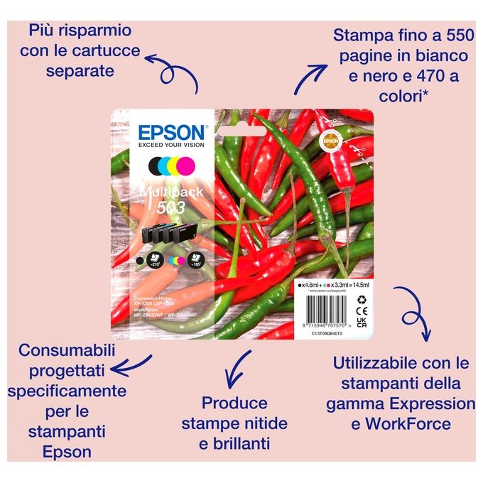 Epson 503 Cartuccia D'inchiostro 1 Pezzo Originale Resa Standard Nero