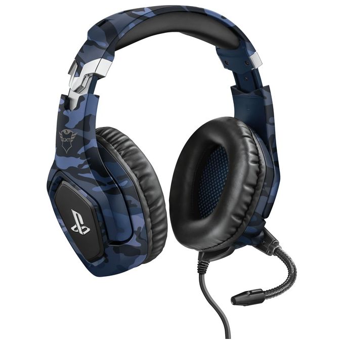 Trust Gaming GXT 488 Forze Cuffie Gaming con Licenza Ufficiale PlayStation 4 Microfono Ripiegabile e Archetto Regolabile Blu