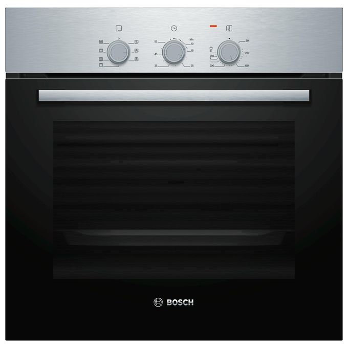 Bosch HBF011BR0 Serie 2 - Forno da incasso elettrico multifunzione, 66 L, Classe A, 5 funzioni di cottura, HotAir 3D, Acciaio inox