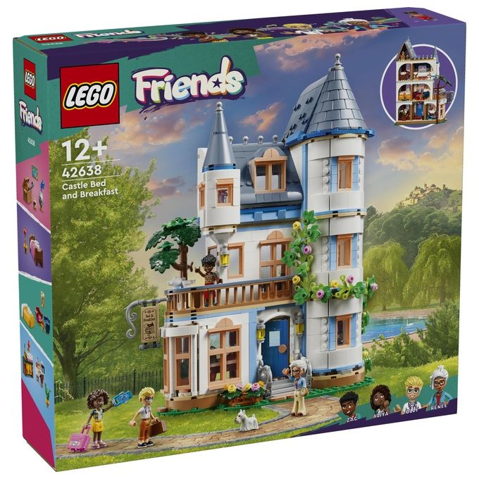 LEGO Friends Bed And Breakfast al Castello Giochi per lo Sviluppo Sociale per Bambine e Bambini da 12 Anni Hotel Giocattolo da Costruire Albergo a 3 Paini con 4 Personaggi Cane e Accessori 42638