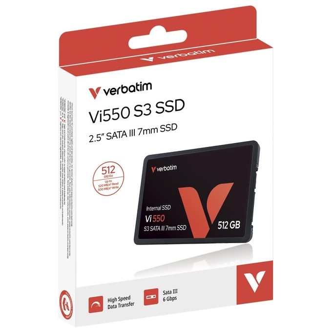 Verbatim Vi550 hard disk Ssd 512Gb Sata3 2,5'' 7mm
