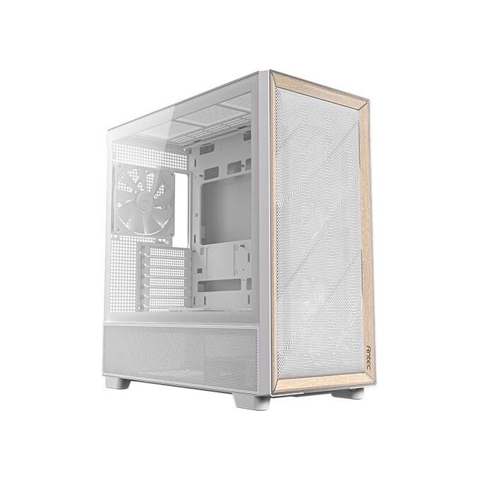 Antec Flux Wood White 5 Ventole Pwm Incluse Pannello Frontale ad Alto Flusso d'aria con Legno di Betulla Type-C Radiatore da 420mm e Supporto per Scheda Madre con Connessione Posteriore