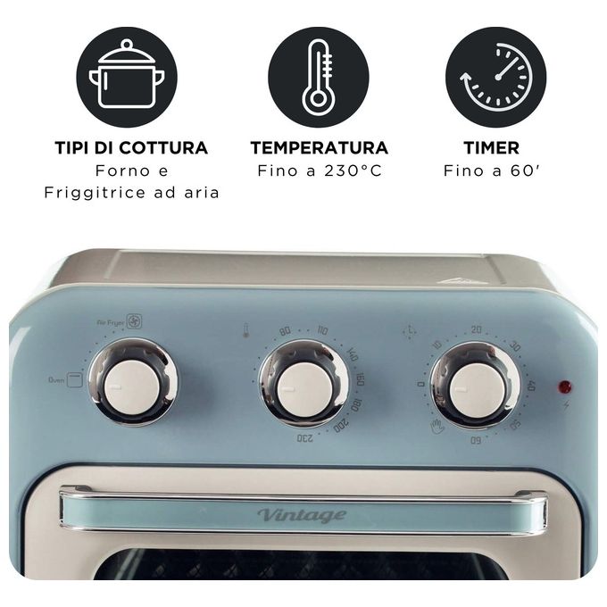 Ariete 4632-05 Friggitrice ad Aria Capacita' 16 Litri Potenza 1400 Watt con Funzione Rotisserie colore Celeste