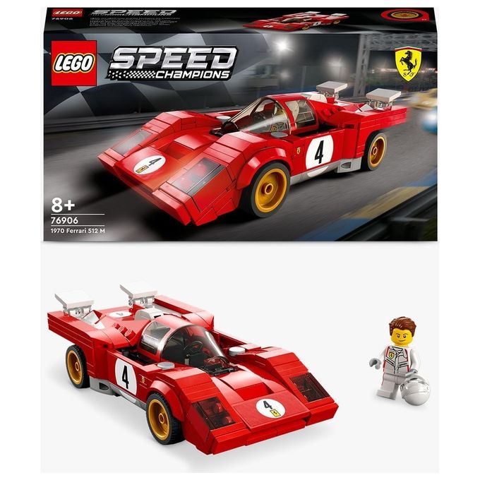 LEGO Speed Champions 76906 1970 Ferrari 512 M, Macchina Giocattolo da Corsa, Auto Sportiva Rossa, Modellismo da Collezione